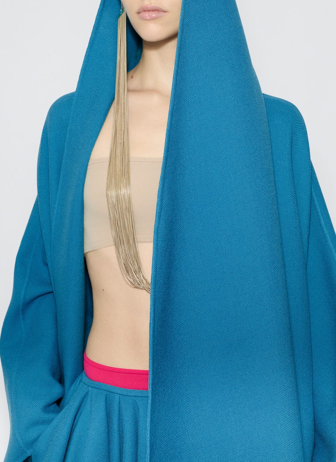 WOOL GAZAR HOODED CAPE ALAÏA  WOOL GAZAR HOODED CAPE